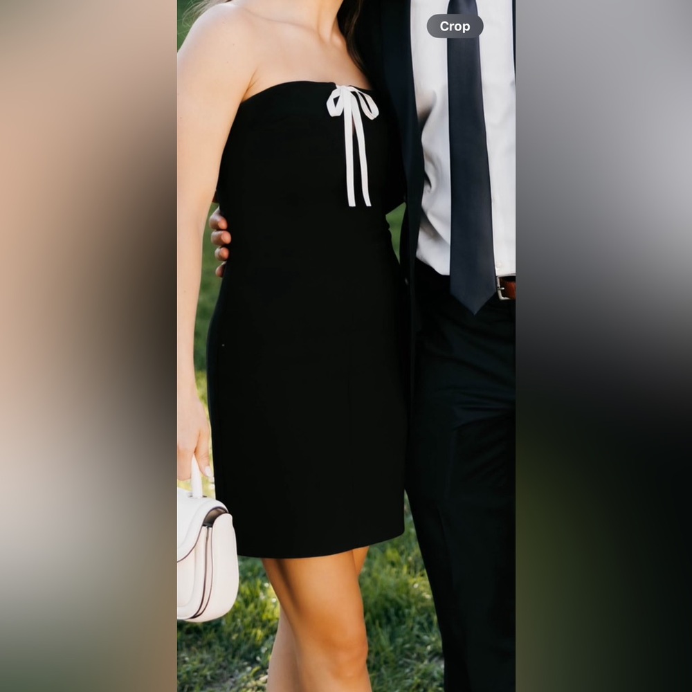 Zara Black Mini Dress With White Satin Bow